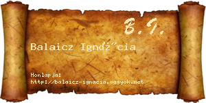 Balaicz Ignácia névjegykártya
